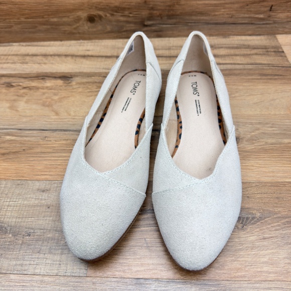 TOMS Womens 8.5 Jutti Neat Ballet Flats Casual Slip On Beige Suede Low Comfort - Picture 3 of 9